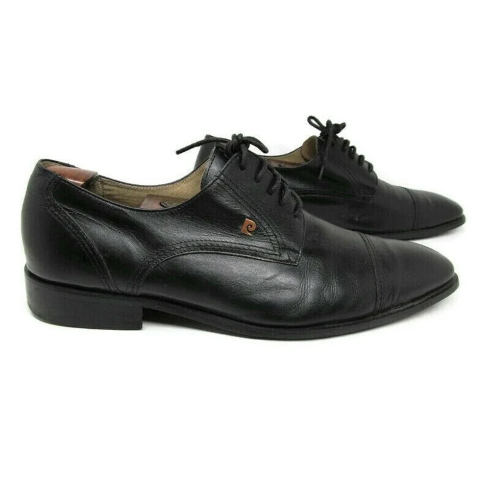 Pierre Cardin Paris Black Cap Toe Derby Shoes Mens Size US 10.5 M EUR 42